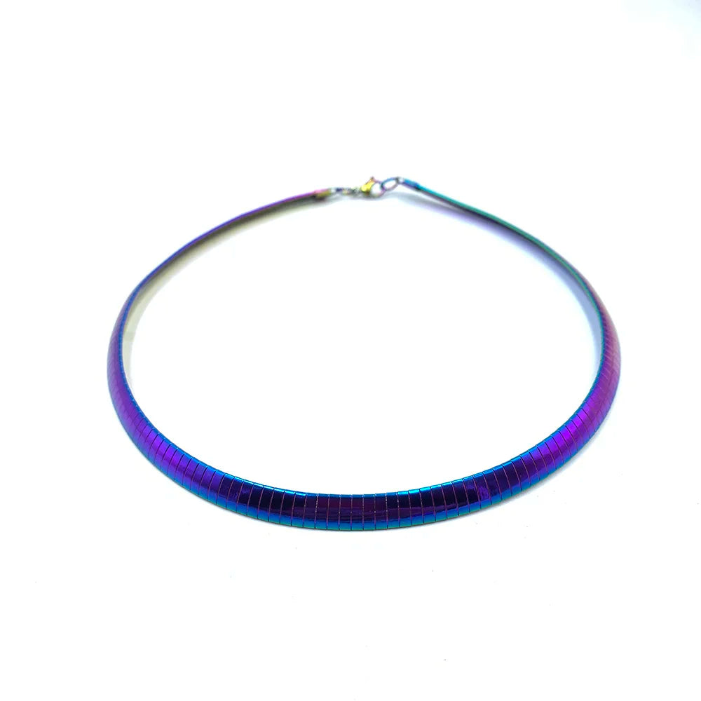 Colorful Collar Stainless Steel Necklace Women Choker Bracelet Set