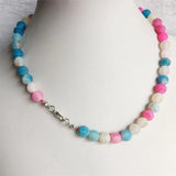 8MM Colorful Vein Weathering Agate Necklace Natural Stone