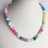 8MM Colorful Vein Weathering Agate Necklace Natural Stone