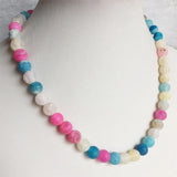 8MM Colorful Vein Weathering Agate Necklace Natural Stone
