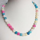 8MM Colorful Vein Weathering Agate Necklace Natural Stone