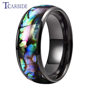 8MM Abalone Shell Tungsten Wedding Bands Ring - Comfort Fit