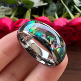 8MM Abalone Shell Tungsten Wedding Bands Ring - Comfort Fit