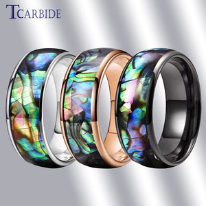 8MM Abalone Shell Tungsten Wedding Bands Ring - Comfort Fit