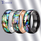 8MM Abalone Shell Tungsten Wedding Bands Ring - Comfort Fit
