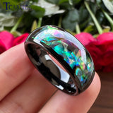 8MM Abalone Shell Tungsten Wedding Bands Ring - Comfort Fit