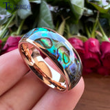 8MM Abalone Shell Tungsten Wedding Bands Ring - Comfort Fit