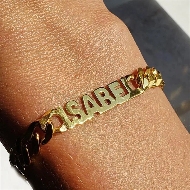 8MM Cuban Chain Name Bracelet Stainless Steel Jewelry