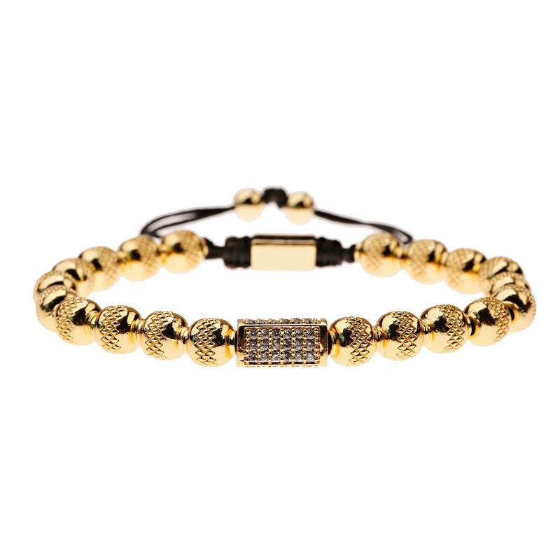 8MM Zircon Cylindrical Bracelet for Men and Women