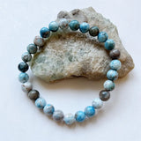 8MM Dominican Larimar Natural Stone Bracelet Elastic Cord Jewelry