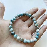 8MM Dominican Larimar Natural Stone Bracelet Elastic Cord Jewelry