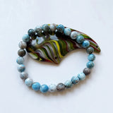 8MM Dominican Larimar Natural Stone Bracelet Elastic Cord Jewelry