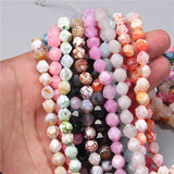 8MM Faceted Chalcedony Bead Natural Stone Loose Agates Jades Mineral Beads