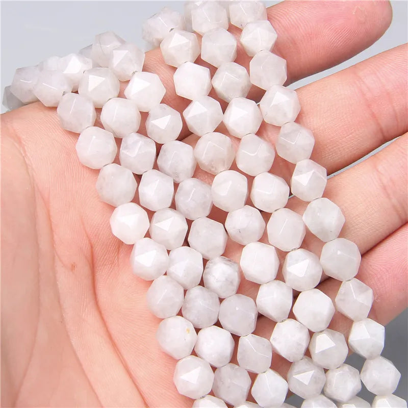 8MM Faceted Chalcedony Bead Natural Stone Loose Agates Jades Mineral Beads