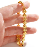 18k Yellow Bead Bracelet Love Heart Shape Hand Chain Wedding Engagement