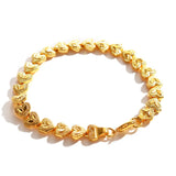 18k Yellow Bead Bracelet Love Heart Shape Hand Chain Wedding Engagement