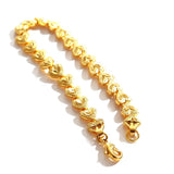18k Yellow Bead Bracelet Love Heart Shape Hand Chain Wedding Engagement
