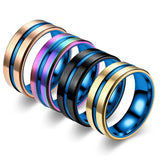 8MM Tungsten Wedding Ring Beveled Edge Brushed Steel Band Men Engagement Jewelry