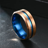 8MM Tungsten Wedding Ring Beveled Edge Brushed Steel Band Men Engagement Jewelry