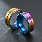 8MM Tungsten Wedding Ring Beveled Edge Brushed Steel Band Men Engagement Jewelry