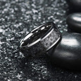 8MM Tungsten Alloy Wedding Ring Carbon Fiber Men's Jewelry