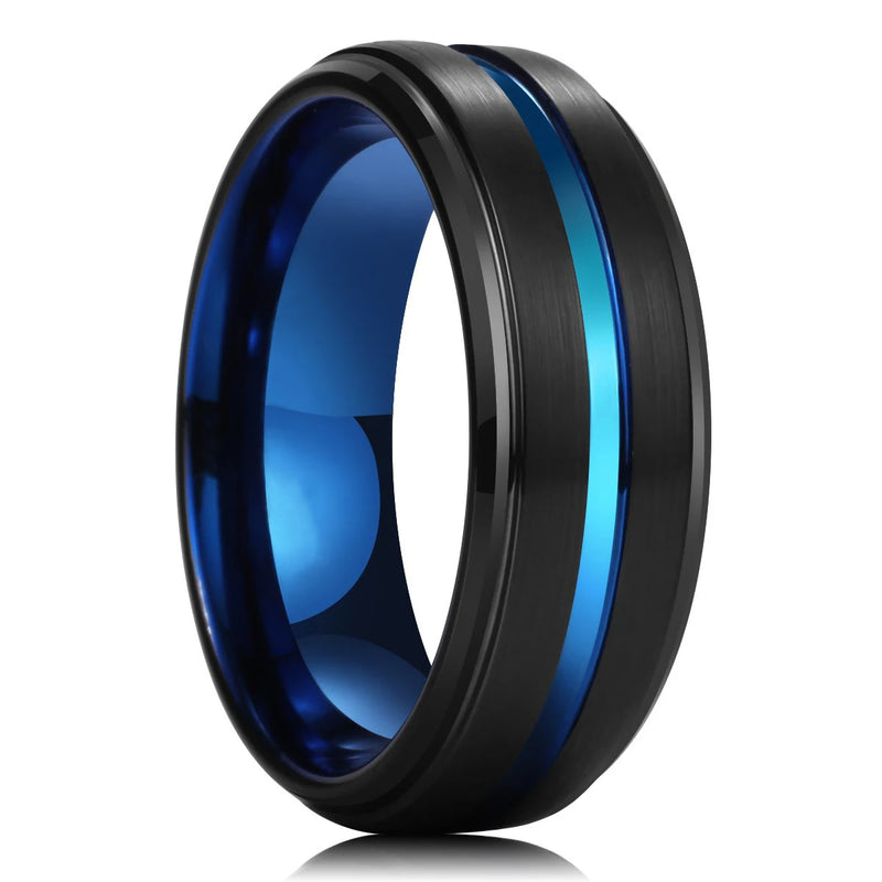 8MM Tungsten Alloy Wedding Ring Carbon Fiber Men's Jewelry