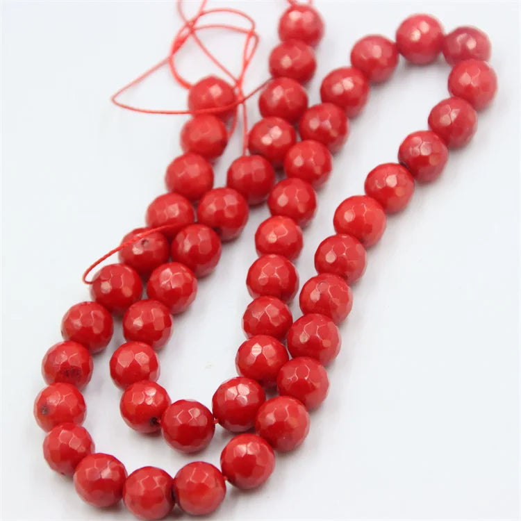 8MM Red Sea Bamboo Coral Tangential Ball Bead Charm