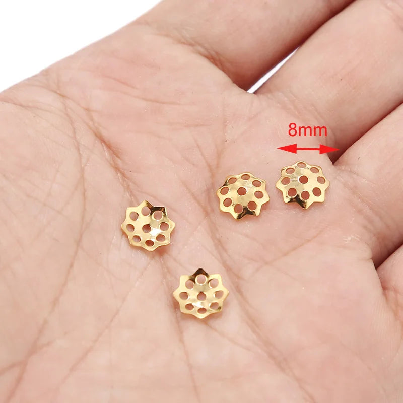 8MM Stainless Steel Flower Bead Caps for Jewelry Making