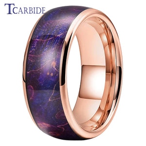 8MM Green Dyed Elder Wooden Rings Tungsten Jewelry For Womens Mens