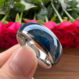 8MM Green Dyed Elder Wooden Rings Tungsten Jewelry For Womens Mens