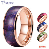 8MM Green Dyed Elder Wooden Rings Tungsten Jewelry For Womens Mens