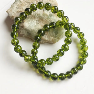 8MM Green Olivne Quartz Bracelet Peridot Beaded Hand Chain