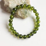 8MM Green Olivne Quartz Bracelet Peridot Beaded Hand Chain