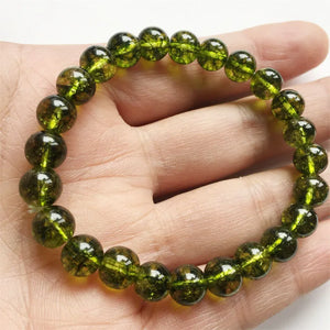 8MM Green Olivne Quartz Bracelet Peridot Beaded Hand Chain