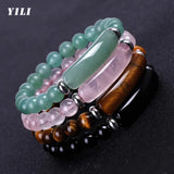 8MM Healing Stone Bracelets Pink Quartz Agates Opal Green Crystal Beaded Jewelry