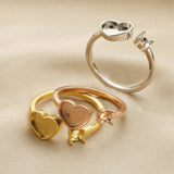 Heart Bezel Prongs Ring Settings for Beast Milk DIY Memory Adjustable Ring