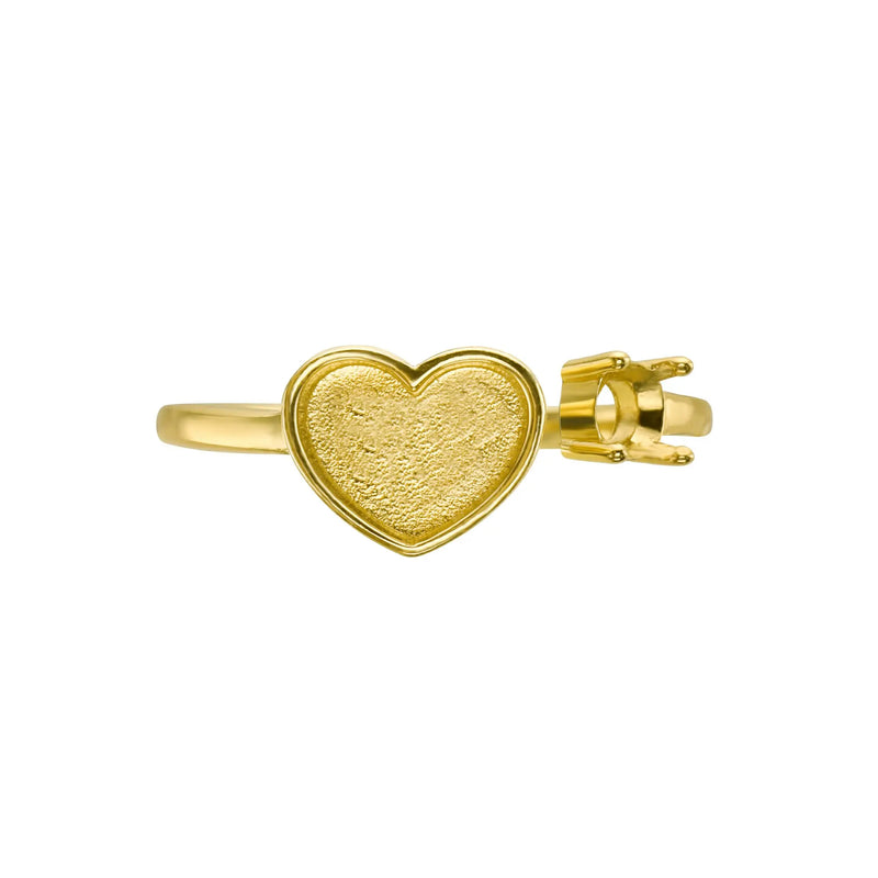 Heart Bezel Prongs Ring Settings for Beast Milk DIY Memory Adjustable Ring