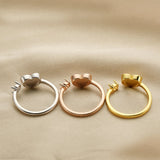 Heart Bezel Prongs Ring Settings for Beast Milk DIY Memory Adjustable Ring
