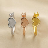 Heart Bezel Prongs Ring Settings for Beast Milk DIY Memory Adjustable Ring