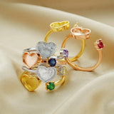 Sterling Silver Breast Milk Resin Ring with Birthstone Setting