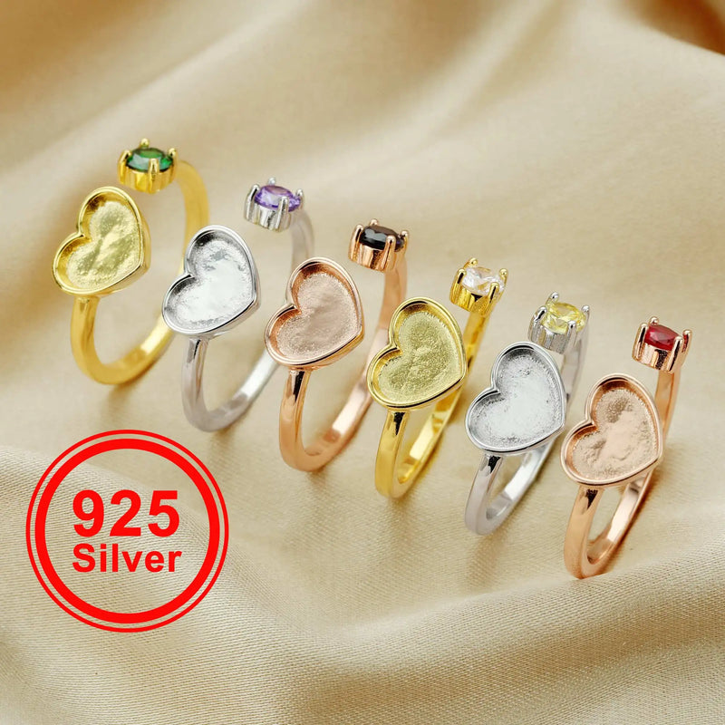 Sterling Silver Breast Milk Resin Ring with Birthstone Setting