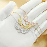 925 Silver Heart Prong Pendant, Angel Wings Necklace