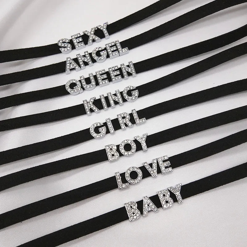 DIY Perforated Rhinestone Silver 26 Letters Jewelry Making