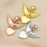 Breast Milk Resin Angel Wing Heart Pendant in 925 Sterling Silver