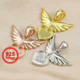 Breast Milk Resin Angel Wing Heart Pendant in 925 Sterling Silver