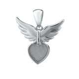 Breast Milk Resin Angel Wing Heart Pendant in 925 Sterling Silver