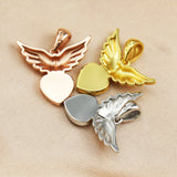 Breast Milk Resin Angel Wing Heart Pendant in 925 Sterling Silver