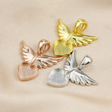 Breast Milk Resin Angel Wing Heart Pendant in 925 Sterling Silver