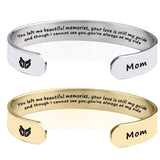 8MM MOM Wings Stainless Steel Bracelet Engraved Jewelry
