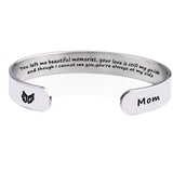 8MM MOM Wings Stainless Steel Bracelet Engraved Jewelry